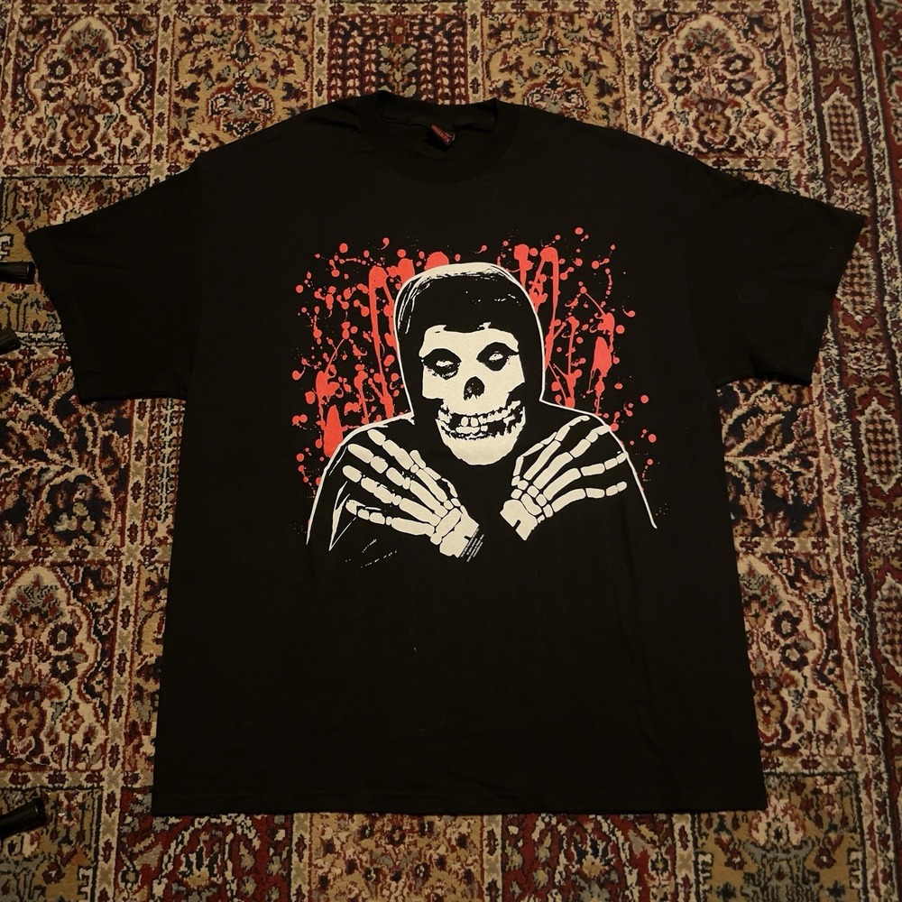 Vtg RARE 2001 Cinderblock Misfits Skull Blood‎ Splatter Graphic Black T-Shirt XL